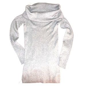 Grey shimmer off the shoulder fitted sweater